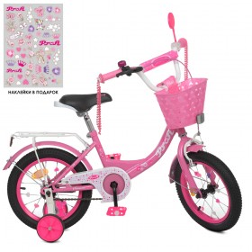 Велосипед дитячий двоколісний Profi Princess, 14 дюймів, з кошиком, для дівчинки, збірка 75%, рожевий