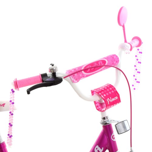 Велосипед дитячий двоколісний Profi Princess, 16 дюймів, з дзвіночком, ліхтариком, дзеркалом, для дівчинки, фуксія
