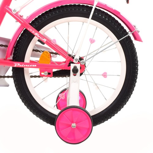 Велосипед дитячий двоколісний Profi Princess, 16 дюймів, з дзвіночком, ліхтариком, дзеркалом, для дівчинки, малиновий 