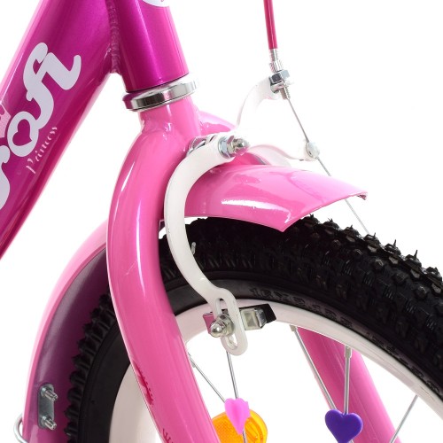 Велосипед дитячий двоколісний Profi Princess, 18 дюймів, з дзвіночком, ліхтариком, дзеркалом, для дівчинки, фуксія