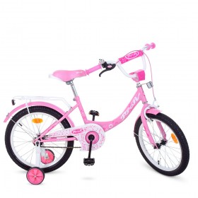 Велосипед дитячий двоколісний Profi Princess, 18 дюймів, з дзвіночком, ліхтариком, дзеркалом, для дівчинки, рожевий