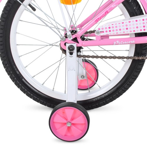 Велосипед дитячий двоколісний Profi Princess, 18 дюймів, з кошиком, для дівчинки, збірка 75%, фуксія
