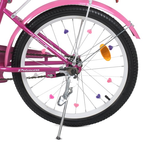 Велосипед дитячий двоколісний Profi Princess, 20 дюймів, з дзвіночком, ліхтариком, дзеркалом, для дівчинки, фуксія