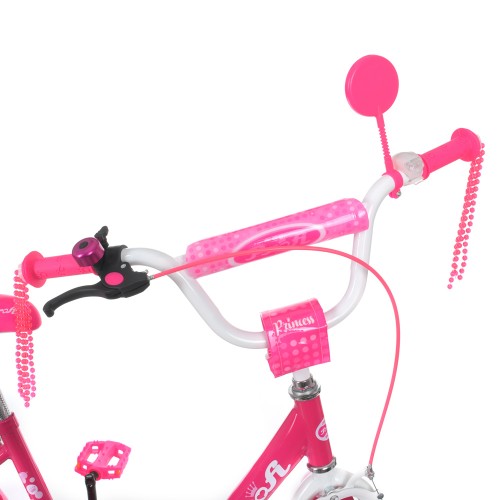 Велосипед дитячий двоколісний Profi Princess, 20 дюймів, з дзвіночком, ліхтариком, дзеркалом, для дівчинки, малиновий 