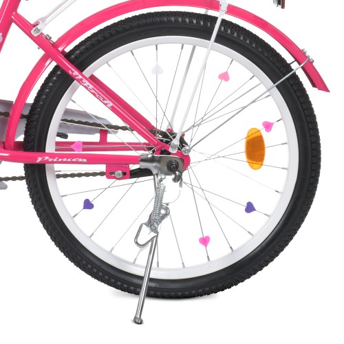 Велосипед дитячий двоколісний Profi Princess, 20 дюймів, з кошиком, для дівчинки, збірка 75%, малиновый