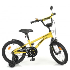 Велосипед дитячий двоколісний Profi Shark, 16 дюймів, з дзвіночком, ліхтариком, збірка 75%, з дзеркалом, жовтий