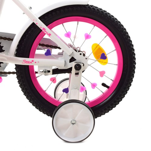 Велосипед двоколісний Profi Star, 14 дюймів, з дзвіночком, з китицями, білий