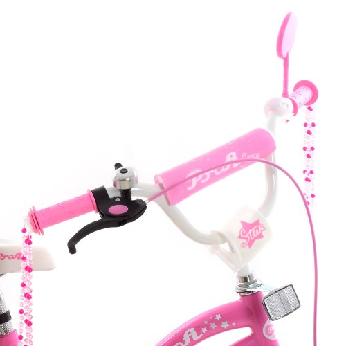 Велосипед двоколісний Profi Star, 16 дюймів, з дзвіночком, з китицями на кермі, рожевий