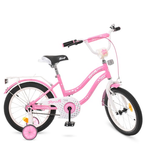 Велосипед двоколісний Profi Star, 18 дюймів, з дзвіночком, з китицями на кермі, рожевий