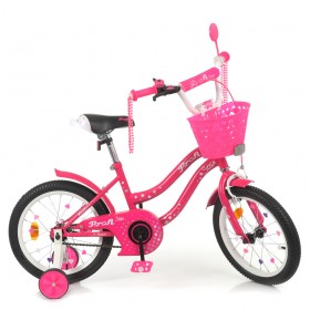 Велосипед двоколісний Profi Star, 18 дюймів, з дзвіночком, дзеркалом, кошиком, ліхтариком, складання 75%, малиновий