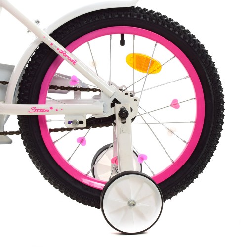 Велосипед двоколісний Profi Star, 18 дюймів, з дзвіночком, з китицями на кермі, білий