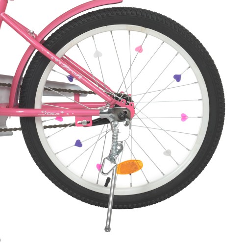 Велосипед двоколісний Profi Star, 20 дюймів, з дзвіночком, дзеркалом, кошиком, ліхтариком, складання 75%, рожевий