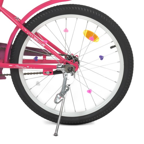 Велосипед двоколісний Profi Star, 20 дюймів, з дзвіночком, з китицями на кермі, малиновий