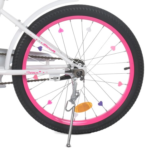 Велосипед двоколісний Profi Star, 20 дюймів, з дзвіночком, з китицями на кермі, білий