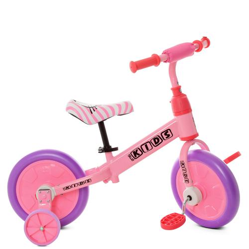 Біговел-велосипед PROFI KIDS 2в1 з педалями М 5453 рожевий