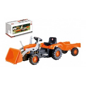 Трактор на педалях DOLU 8052 с прицепом и ковшом, оранжевый