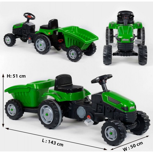 Педальний трактор з причепом Pilsan 07-316 зелений