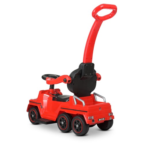 Каталка - толокар Bambi Racer M 4739 з батьківською ручкою, бортиком, додатковими колесами, червона