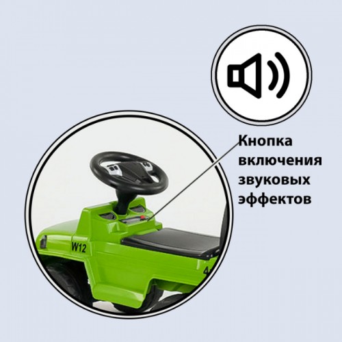 Каталка - толокар Joy 808 G російське озвучування, світлові ефекти, багажник, зелена