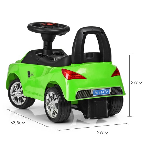 Каталка-толокар Bambi M3147А, (MP3), підсвічування фар, з багажником, зелена