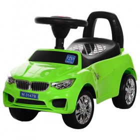Каталка - толокар Bambi, машинка M3147B (MP3), підсвічування фар, з багажником, зелена
