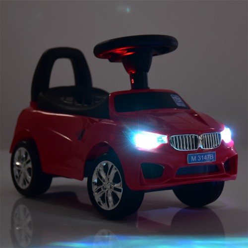 Каталка - толокар Bambi, машинка M3147С (MP3), підсвічування фар, з багажником, червона