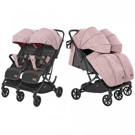 Прогулянкова коляска для двійні Carrello Presto Duo CRL-5506 з дощовиком рожева