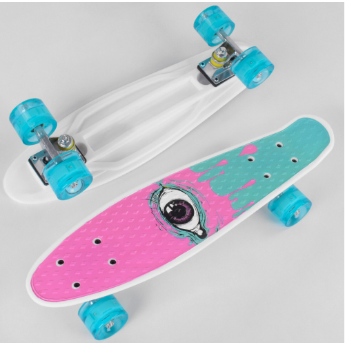Пенні борд (Penny Board, скейт) Best Board S-29707, колеса з підсвіткою, білий