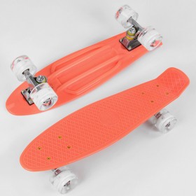 Пенниборд Best Board (Penny Board) 1102 оранжевый со светящимися колесами