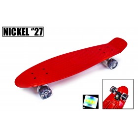 Пенні борд Nickel - подовжений, 27 дюймів (Penny Board) червоний з колесами, що світяться