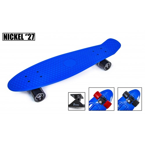 Пенні борд Nickel - подовжений, 27 дюймів (Penny Board) синій з чорними колесами 