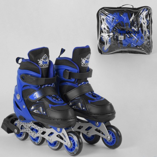 Розсувні роликові ковзани (Ролики) Best Roller М 7917 (розмір 34-37, М) колеса PU, підсвітка колес, чорно-сині