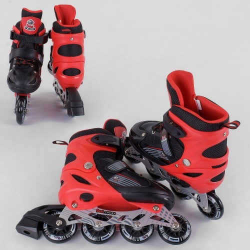Розсувні роликові ковзани (Ролики) Best Roller S 40082 (розмір 30-33, S) колеса PVC, підсвітка, чорно-червоні