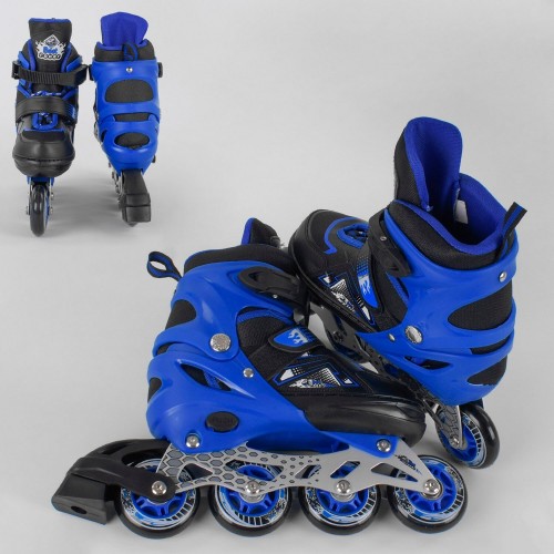 Розсувні роликові ковзани (Ролики) Best Roller М 7917 (розмір 34-37, М) колеса PU, підсвітка колес, чорно-сині