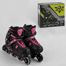 Раздвижные роликовые коньки (Ролики) Best Roller 50069 (размер 39-42, L) колеса PU, светящееся, Черно-розовые