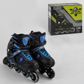 Розсувні роликові ковзани (Ролики) Best Roller 80266 (розмір 39-42, L) колеса PU з підсвіткою, чорно-сині