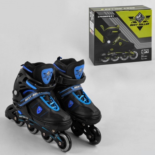 Розсувні роликові ковзани (Ролики) Best Roller 80266 (розмір 39-42, L) колеса PU з підсвіткою, чорно-сині