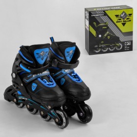 Розсувні роликові ковзани (Ролики) Best Roller 99022 (розмір 35-38, M) колеса PU з підсвіткою, чорно-сині