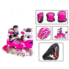 Розсувні роликові ковзани Scale Sport 34-37, рожеві (шолом і захист в комплекті)