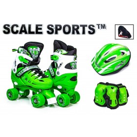 Комплект Scale Sport ролики-квади, захист і шолом (розмір 29-33), зелений