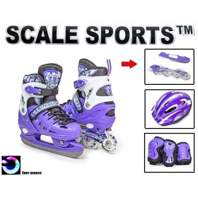 Комплект Scale Sport ролики-ковзани 2в1, захист і шолом (розмір 29-33), фіолетовий