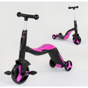Самокат - беговел - велосипед Best Scooter JT 3 в 1, трансформер, с подсветкой, 8 мелодий, розовый
