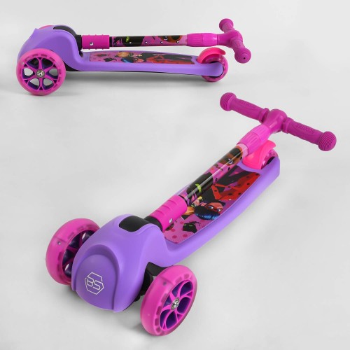 Самокат триколісний Best Scooter 80277 Ladybug, колеса і диски з підсвіткою, складане кермо, рожевий