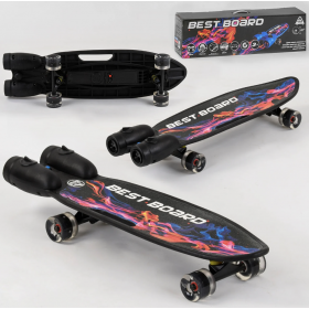 Скейт Best Board S-00501 з музикою і димом, USB зарядка, підсвітка колес, чорний