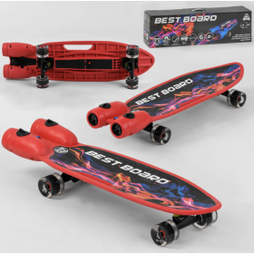 Скейт Best Board S-00710 з музикою і димом, USB зарядка, підсвітка колес, червоний