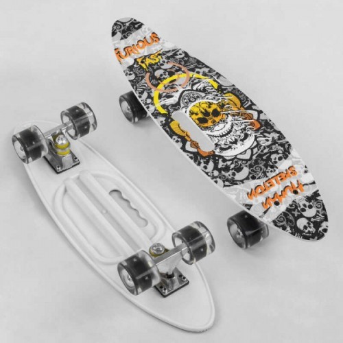 Пенні борд (Penny Board, скейт) Best Board A71090, з колесами, що світяться, отвором для переноски, білий