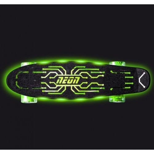 Скейт Neon Hype светящаяся платформа и колеса зеленый