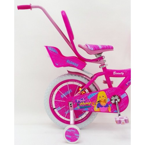 Дитячий велосипед Beauty Barbie Pink 19ВВ01,16 дюймів, Барбі з кошиком для ляльок і батьківською ручкою, рожевий