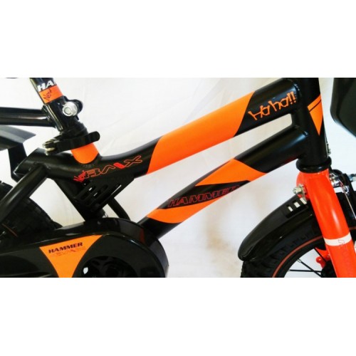 Дитячий велосипед HAMMER S500, 14 дюймів з батьківською ручкою, кошиком, насосом і ремкомплектом, помаранчевий
