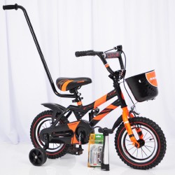 Дитячий велосипед HAMMER S500, 14 дюймів з батьківською ручкою, кошиком, насосом і ремкомплектом, помаранчевий